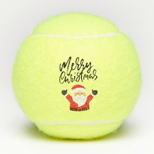 Balles De Tennis Tennis Joyeux Noël avec le Père Noël en haut (Devant)