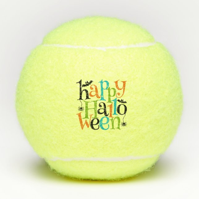 Balles De Tennis Typographie d'Halloween moderne Bats Araignées (Devant)