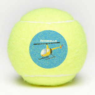 Balles De Tennis Un joli hélicoptère de dessin animé jaune
