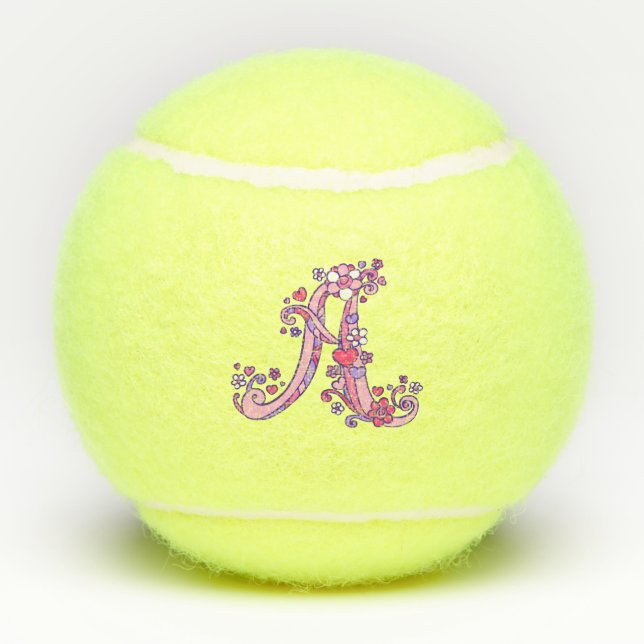 Balles De Tennis Un monogramme de filles personnalisées doodle lett (Dos)