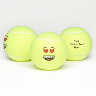 Balles De Tennis Visage souriant aux yeux en forme de coeur