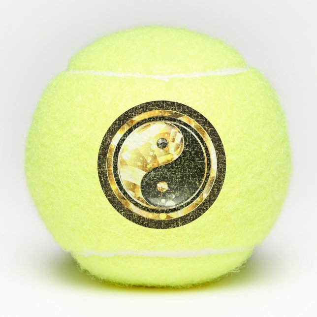 Balles De Tennis Yin Yang or sur noir (Devant)