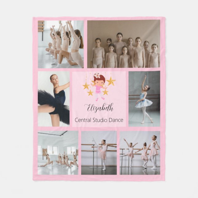 Ballet 7 Foto Collage Rosa Fleecedecke (Vorderseite)
