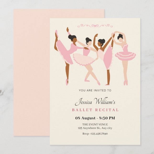 Ballet Ballerina Erwägungsgrund Einladung (Vorne/Hinten)