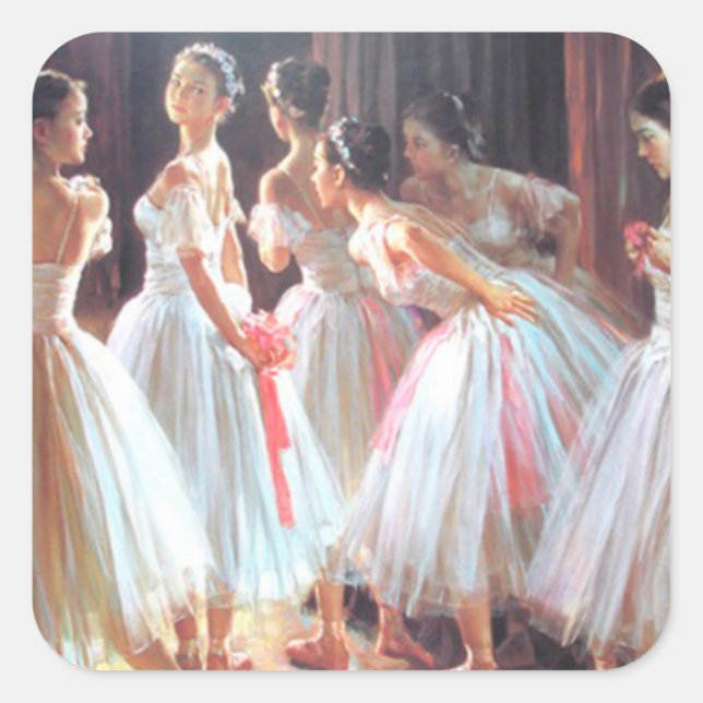 Ballet_Ballerina Girls Quadratischer Aufkleber (Vorderseite)
