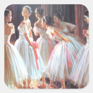 Ballet_Ballerina Mädchen Quadratischer Aufkleber