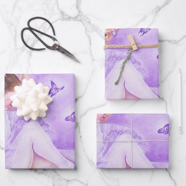 Ballet Ballerina Packpapier Geschenkpapier Set (Vorderseite)