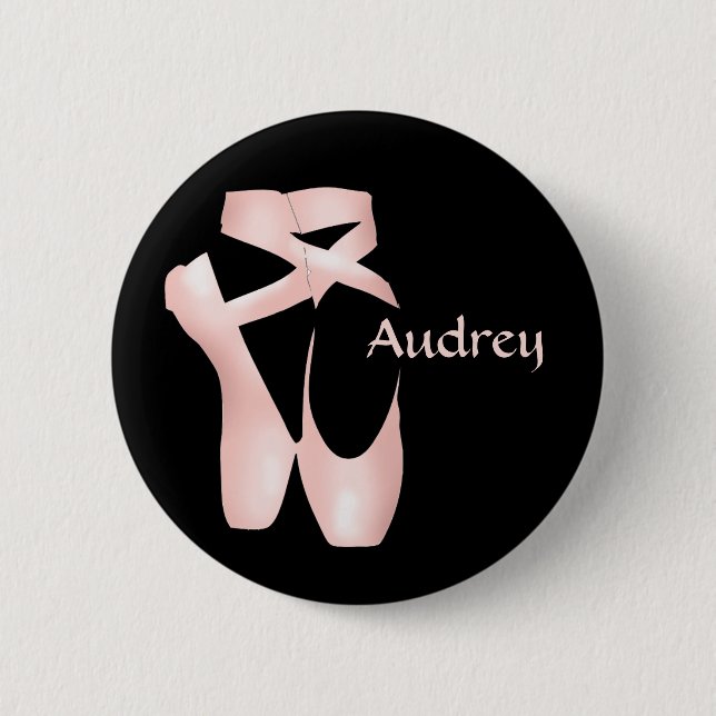 Ballet Ballerina Pink Pink Pointe Shoes Custom But Button (Vorderseite)