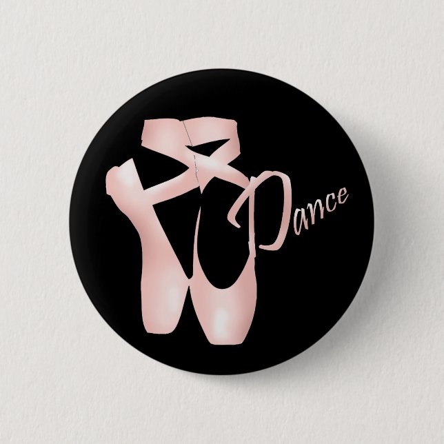Ballet Ballerina Pink Pointe Shoes Dance Button (Vorderseite)