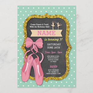 Ballet Birthday Party Tutu Ballerina Giro del Malc Einladung