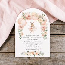 Ballet Bunny Peach Floral Arch Birthday