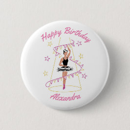 Ballet & Bunting Geburtstags-Abzeichen (Schwarz/Br Button