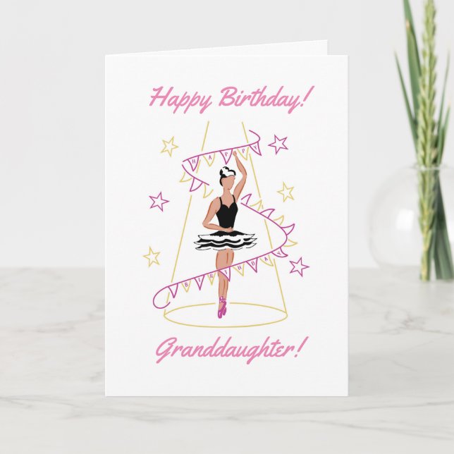 Ballet & Bunting Grandtochter (schwarz/braun) Karte (Vorderseite)