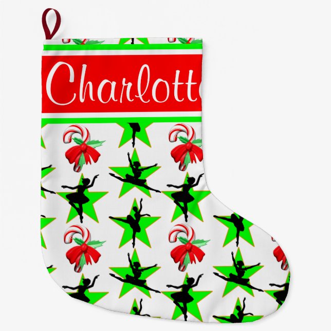 BALLET CANDY CANE PERSONALISIERT CHRISTMAS STRUMPF GROßER WEIHNACHTSSTRUMPF (Vorderseite)