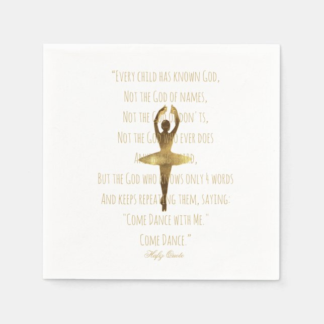 Ballet Dance Party Gold Ballerina Quote Typografie Serviette (Vorderseite)
