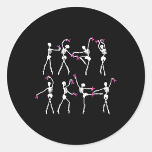 Ballet Dance Rosa Ribbon Brustkrebs Aw Runder Aufkleber
