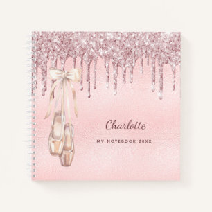 Ballet Dance silber blass pink Glitzer Monogramm Notizbuch
