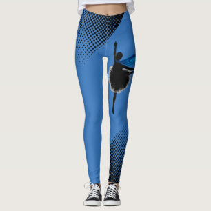 Ballet Dancer Blue W Black Dots Print Leggings