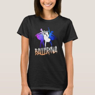 Ballet Dancer Girl Ballerina Space Retro Bal T-Shirt