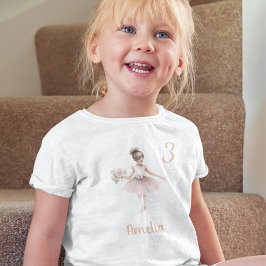 Ballet Dancer Girl Personalisiert Geburtstag Pink  Kleinkind T-shirt