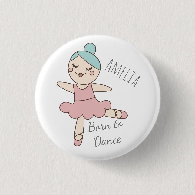 Ballet Dancer Girl's Personalisiert Button (Vorderseite)
