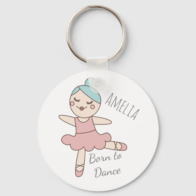 Ballet Dancer Girl's Personalisiert Schlüsselanhänger (Vorderseite)