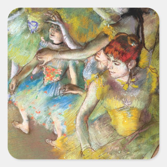 Ballet Dancers on Bühne by Degas Quadratischer Aufkleber (Vorderseite)