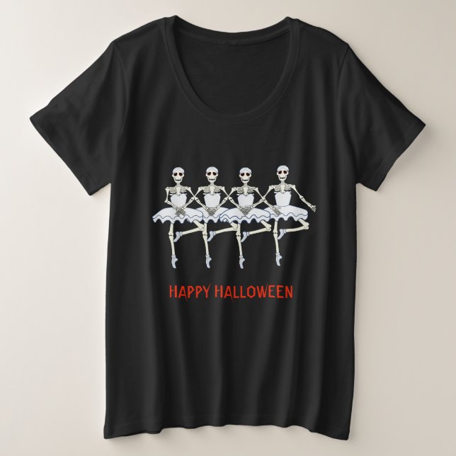 Ballet Dancing Skeletts Halloween-Party Große Größe T-Shirt (Design vorne)