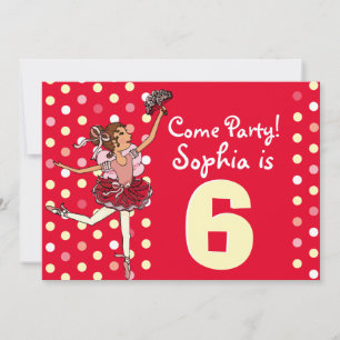 Ballet enfants fête rouge jaune invitation