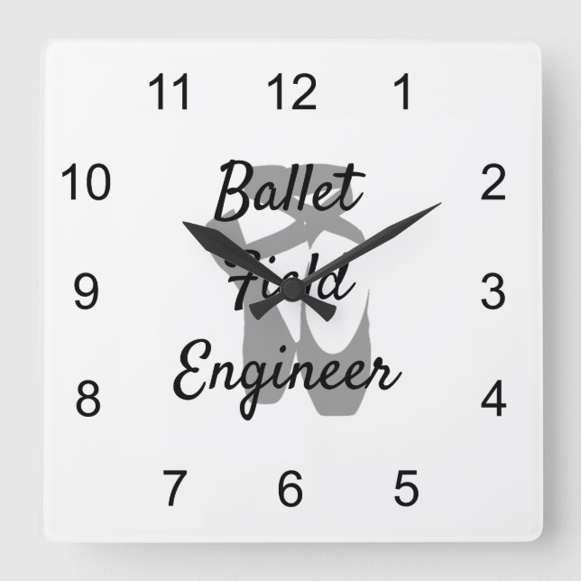 Ballet Field Engineer Quadratische Wanduhr (Vorderseite)