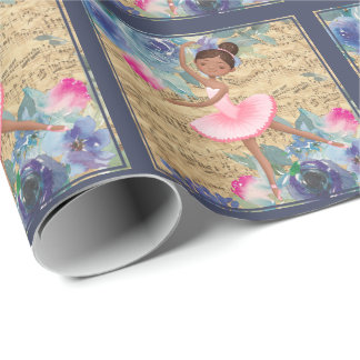 Ballet Floral Sheet Music Ballerina Pink Tutu Geschenkpapier