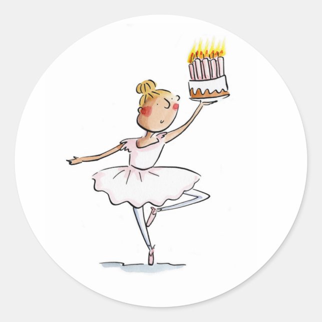 Ballet Geburtstag Runder Aufkleber (Vorderseite)