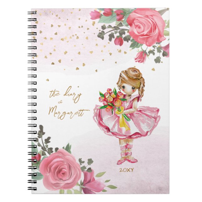 Ballet Girl Rose Floral Son Journal Quotidien Déli (Devant)