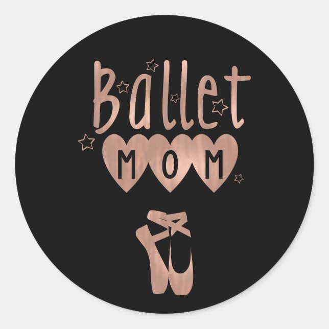 Ballet Mama Rosa Rose Gold Stars & Herzen Runder Aufkleber (Vorderseite)