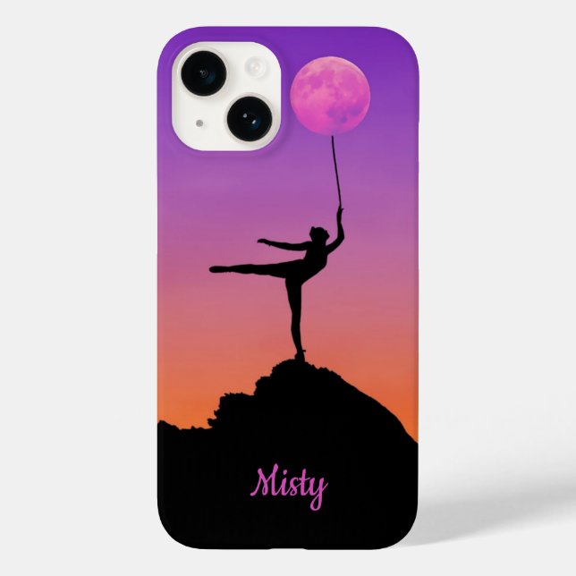 Ballet Moon Balance Personalisierter Name Case-Mate iPhone 14 Hülle (Rückseite)