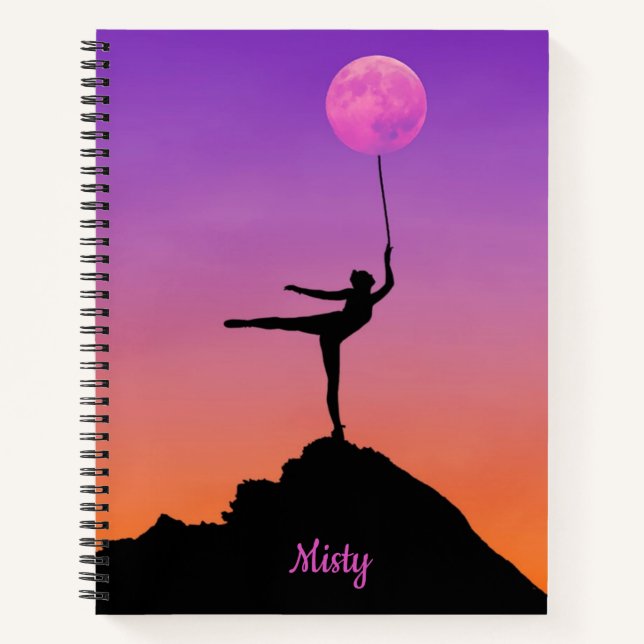 Ballet Moon Balance Personalisierter Name Notizbuch (Vorderseite)
