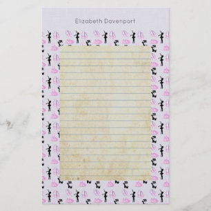 Ballet Pattern auf rosa und blaue Farbe Briefpapier