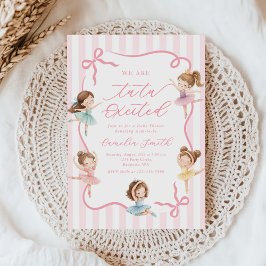 Ballet Pink Girls Bow Ballerina Baby Shower Einladung