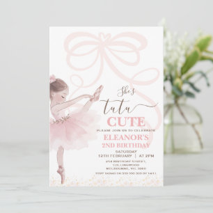 Ballet Pink Girls Bow Tutu Ballerina 2. Geburtstag Einladung