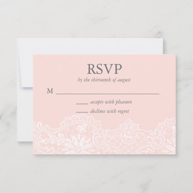 Ballet Pink Lace Wedding RSVP Card Karte (Vorderseite)
