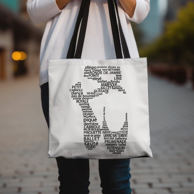 Ballet Pointe Shoe Typografie Schwarzweiß Tasche (Von Creator hochgeladen)