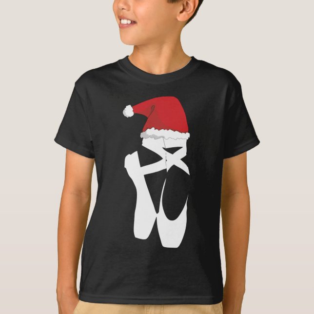 Ballet Pointe Shoe Weihnachtsfeier Weihnachtsmannm T-Shirt (Vorderseite)