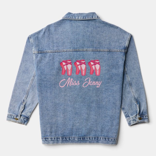 Ballet Pointe Toe Shoes Personalisierter Tanzlehre Jeansjacke (Rückseite)