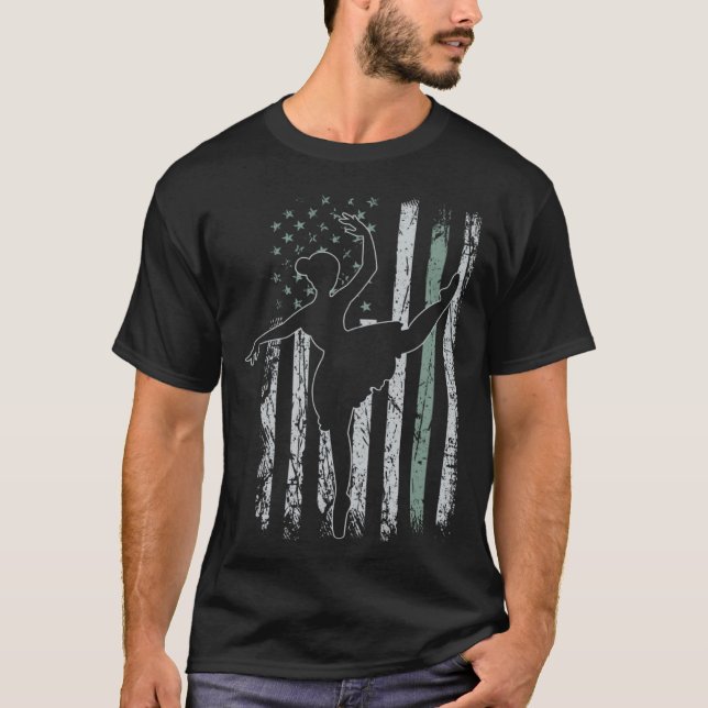 Ballet Retro USA Flag Tutu 4th of July Ballet T-Shirt (Vorderseite)
