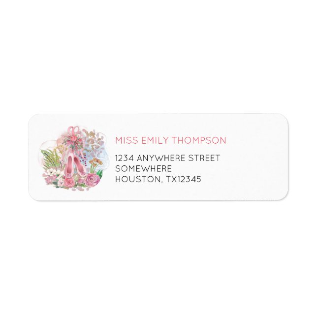 Ballet Shoes Florals Pink Gold Name Rücksendeadres (Vorne)