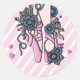 Ballet Shoes Runder Aufkleber