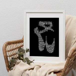 Ballet Showtypografie Schwarz-Weiß Poster