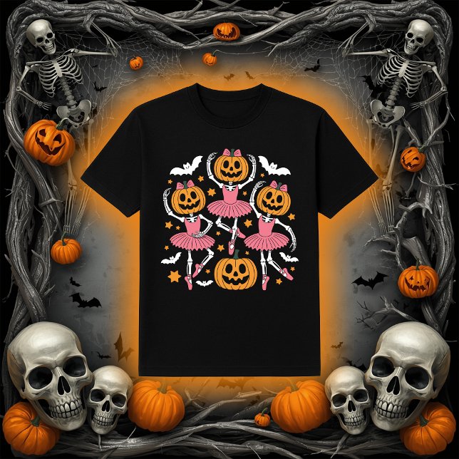Ballet Skeleton Pumpkin | Pink Tutu Dance T-Shirt (Von Creator hochgeladen)