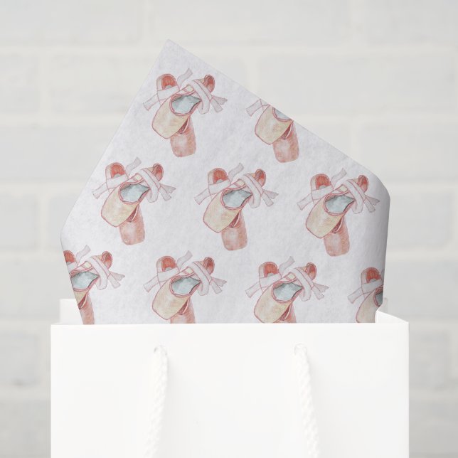 Ballet Toe Shoes Art Dancer Pink Gemustert Seidenpapier (Geschenktüte)