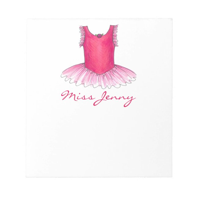 Ballet Tutu Personalisiert Dance Teacher Notepad Notizblock (Vorderseite)